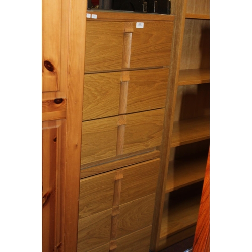 65 - 2 x oak soft close 3 drawer bedsides