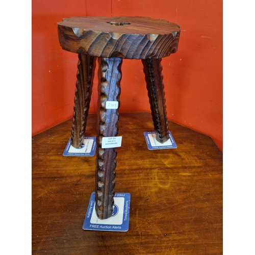 23 - 1 x small 3 legged carved detail stool