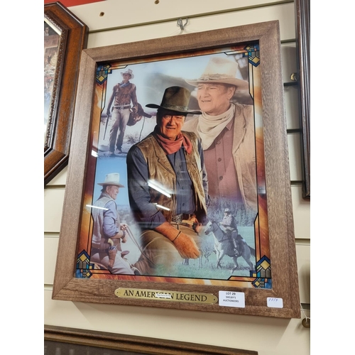 29 - 1 x the legend of John Wayne self illuminating stained glass with certificate Bradford exchange