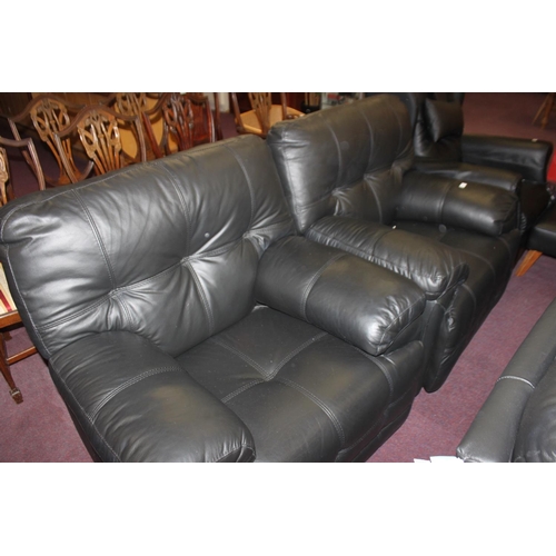 114 - 1 x Amx design recliner black leather chair