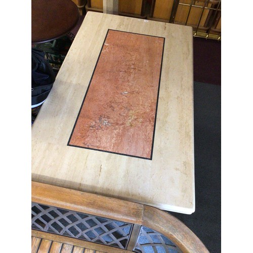 23 - 1 x heavy marble inlaid dining table