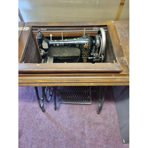 4 - 1 x singer treadle sewing machine with treadle table