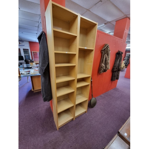 67 - 2 x beech veneer shelving units