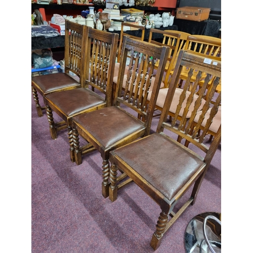 116 - 4 x oak barley twist dining chairs