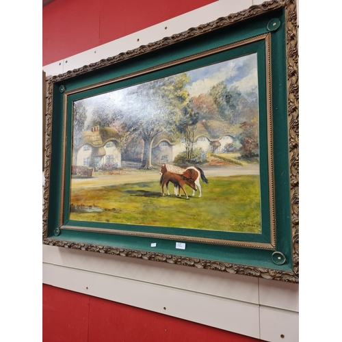40 - 1 x large horse scene acrylic on canvas by artist h smales...