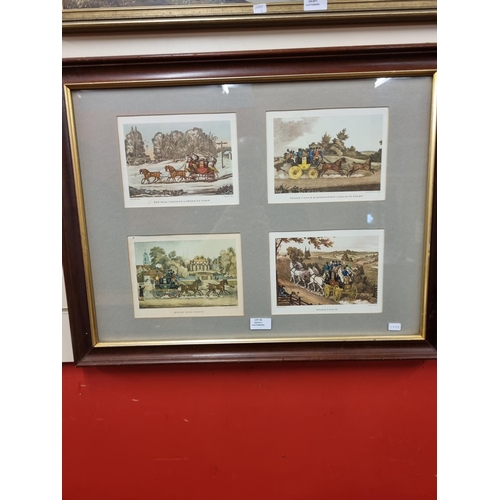43 - Set of 4 framed Victorian style coaching scene prints...