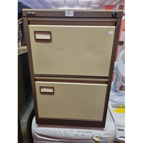 6 - 1 x metal two drawer fileing cabinet with key...