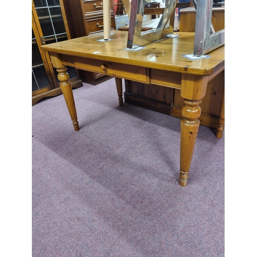 66 - 1 x pine dining table with drawer