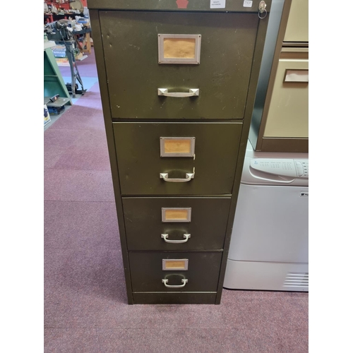 8 - 1 x 4 drawer metal fileing cabinet with key...