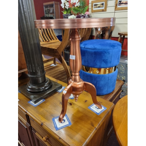 92 - 1 x rose gold metal wine stalk occasional table