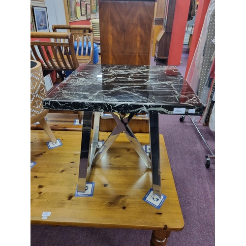 96 - 1 x marble topped and chrome leg occasional table