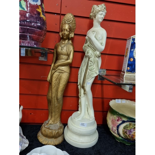 267 - 2 x large chalk lady figurines