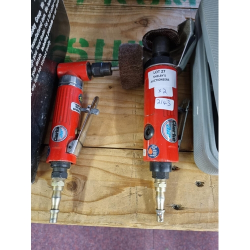 27 - 2 x Clarke air tools 3 inch grinder and buffer