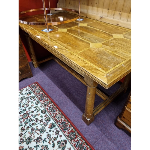 39 - 1 x barker and stone house marble and oak inlaid dining table