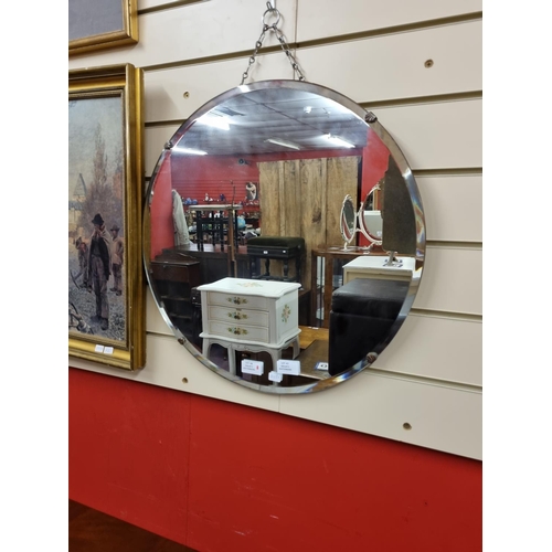 47 - 1 x 1950s bevelled edge round wall mirror