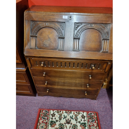 56 - 1 x priory style oak bureau