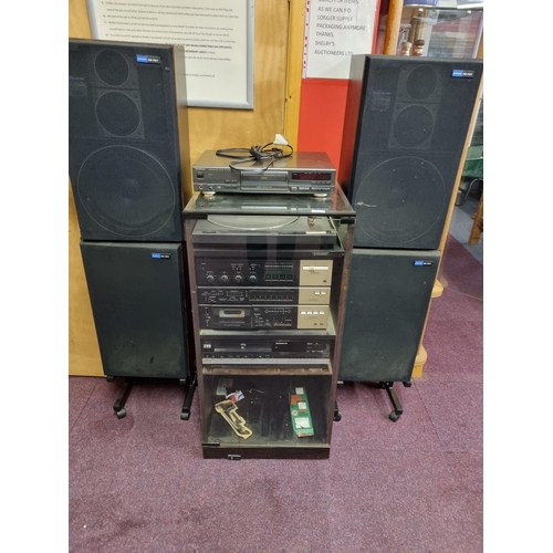 7 - 1 x pioneer stacking system with 4 pioneer speakers and technics CD player and glass entertainment u... 