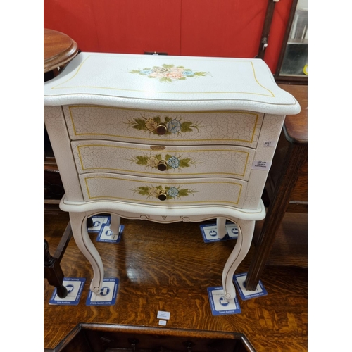 110 - 1 x bow front 3 drawer bedside