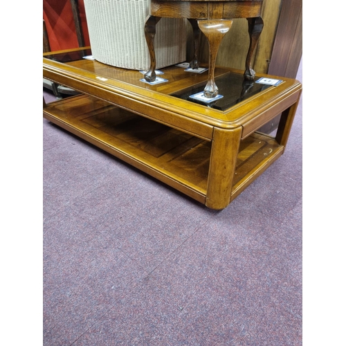 128 - 1 x large 1980s inlaid coffee table