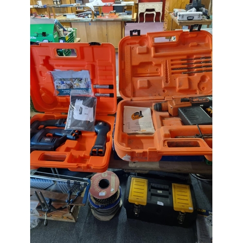 24 - 2 x tool boxes cont spit drill and black and decker versa pack set no chargers