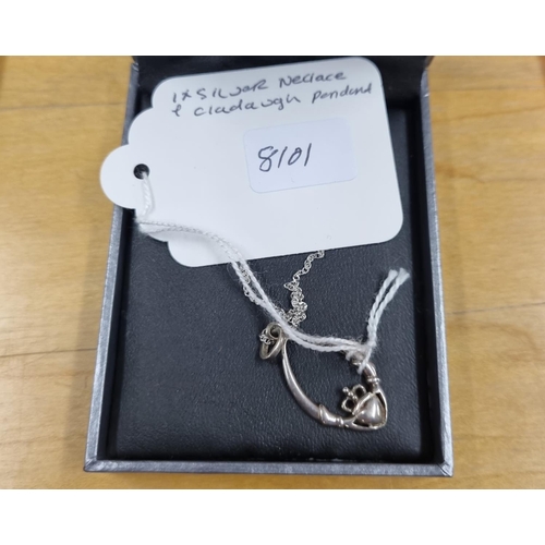 259 - 1 x silver necklace with Claddagh silver pendant