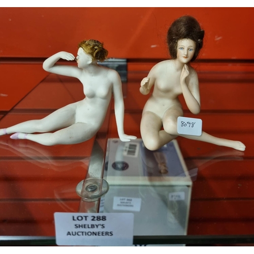 288 - 2 x German bisque nude lady figures approx 1930s