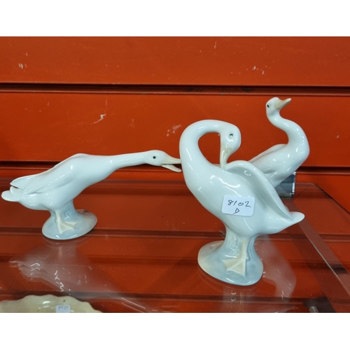 301 - 3 x various lladro goose figures no damage