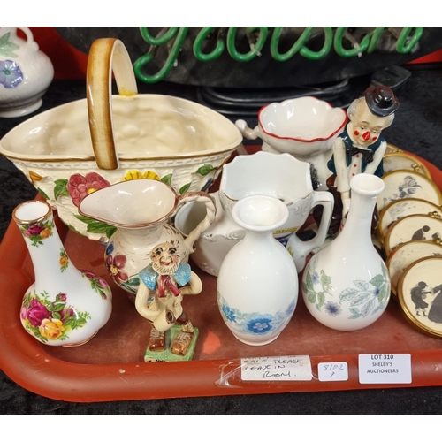 310 - 1 x tray containing pottery ware items royal Albert,wedgewood etc