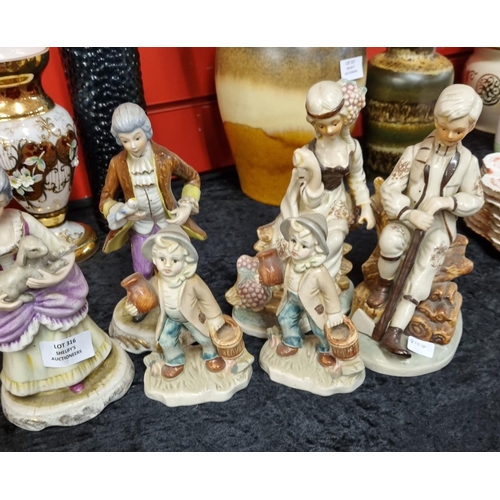 316 - 2 x German pottery figures with 4 x various others