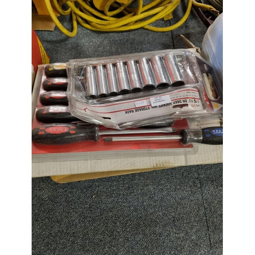 45 - 1 x socket set with screw driver set and light up exit sign