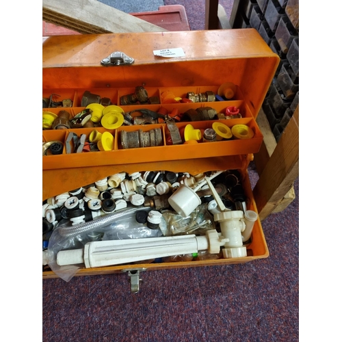 8 - 1 x platic tool box containing plumbing goods