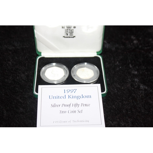 239 - 1997 United Kingdom silver proof fifty pence two coin set royal mint