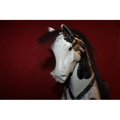 36 - 1 x circa 1900 child’s rocking horse has horse hair tail and main