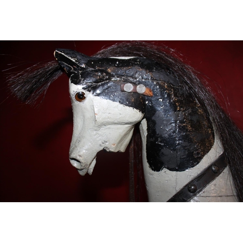 36 - 1 x circa 1900 child’s rocking horse has horse hair tail and main