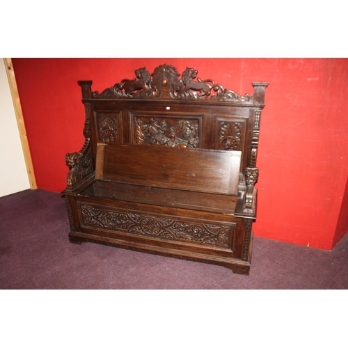 49 - 1 x highly carved detail Edwardian settle