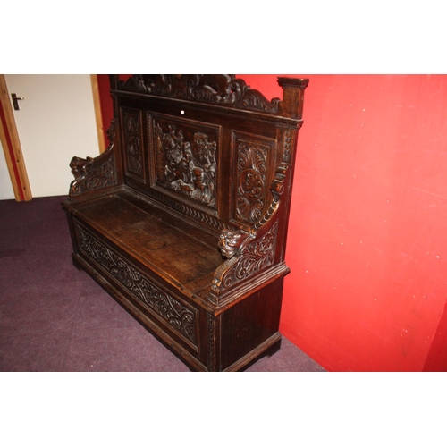 49 - 1 x highly carved detail Edwardian settle