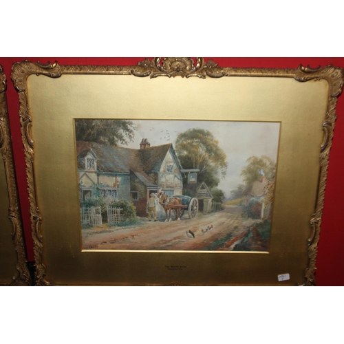 9 - 2 x framed water colours by Charles James Keats the white swan Worcester road an a Worcester farm si... 