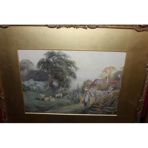 9 - 2 x framed water colours by Charles James Keats the white swan Worcester road an a Worcester farm si... 