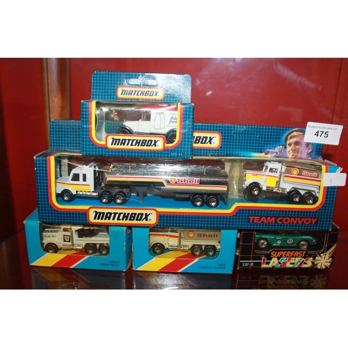 475 - 4 x matchbox boxed vehicles with matchbox team convoy all in good condition boxes have wear