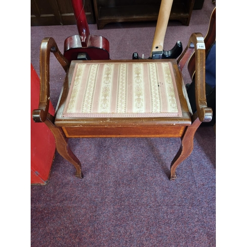 146 - One Edwardian inlaid piano stool