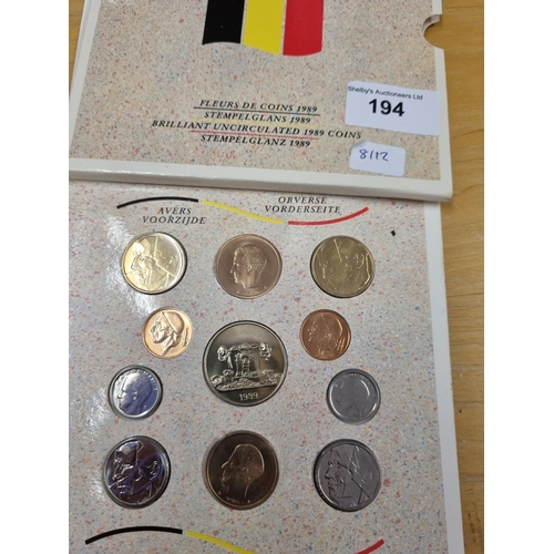 194 - Kingdom of Belgium 1989 brilliant uncirculated coins