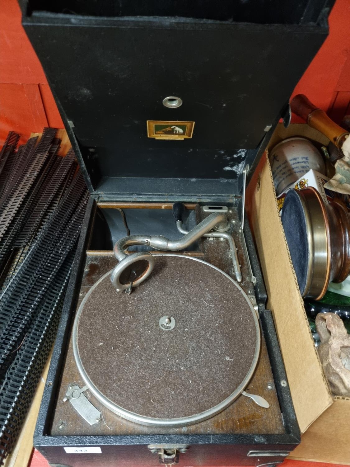 One his Masters voice record player