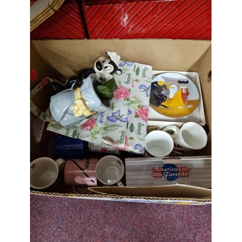 405A - One box containing Harrods bag harrods cups Disney collectors plates etc