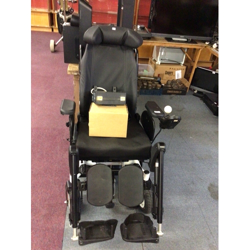 37 - Invacare spectra XTR3 mobility electric wheelchair one arm has damage to the foam rest