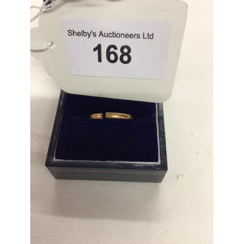 168 - One ladies 9 carat gold wedding band has been cut