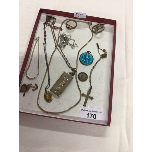 170 - Selection of various silver jewellery wearitems with silver ingot pendants bracelet necklace brooch ... 