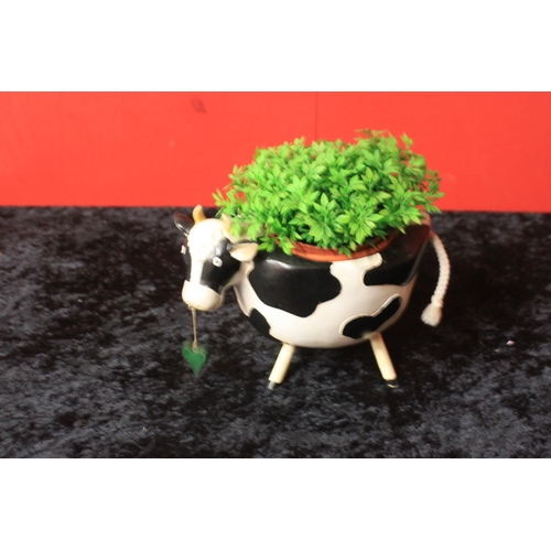 120 - one pottery cow plant holder