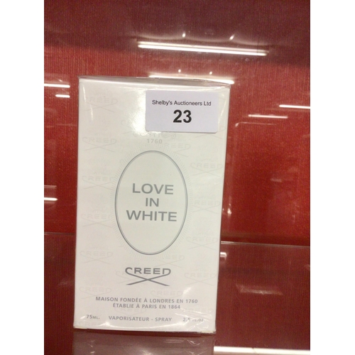 23 - one new in box sealed  love in white  spray 75ml