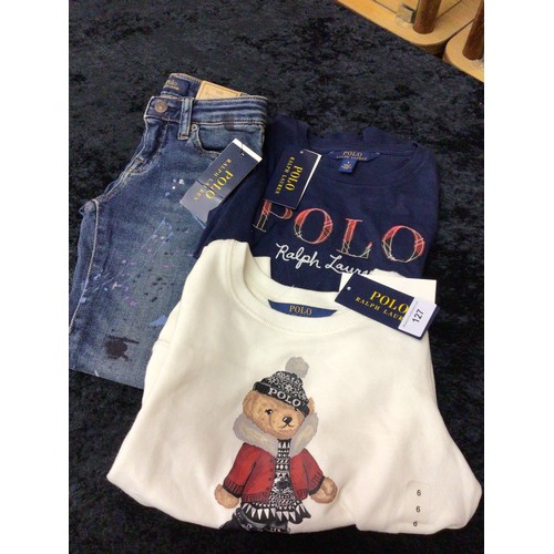 127 - 1 x ralph lauren polo kids jumper with polo jeans and long sleeve top all new with tags child's size... 