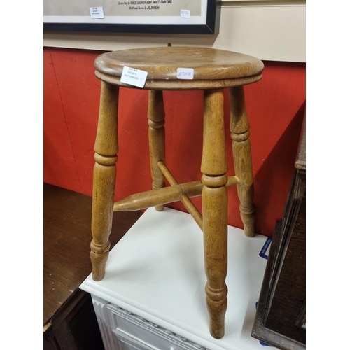 61 - 1 x wooden pub table stool